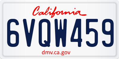 CA license plate 6VQW459