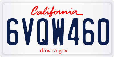 CA license plate 6VQW460