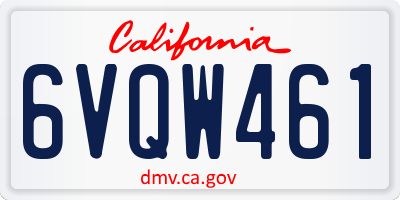 CA license plate 6VQW461