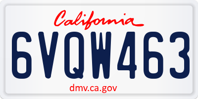 CA license plate 6VQW463
