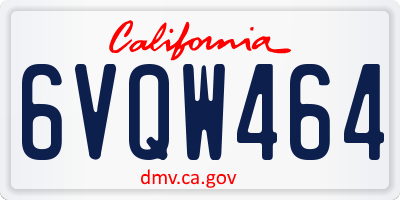 CA license plate 6VQW464