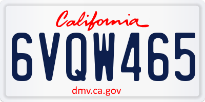 CA license plate 6VQW465