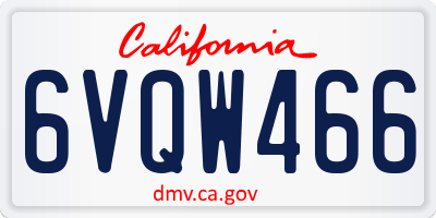 CA license plate 6VQW466