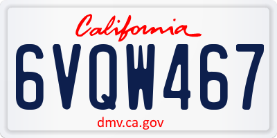 CA license plate 6VQW467