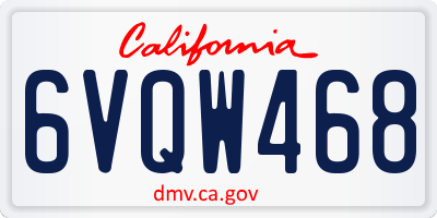 CA license plate 6VQW468