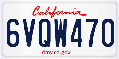 CA license plate 6VQW470