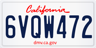 CA license plate 6VQW472