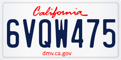 CA license plate 6VQW475