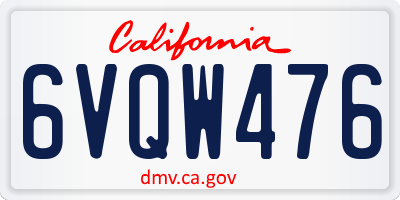CA license plate 6VQW476
