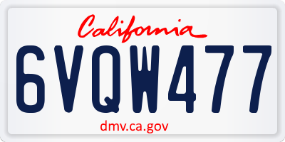 CA license plate 6VQW477