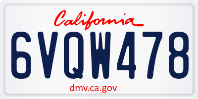 CA license plate 6VQW478