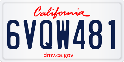 CA license plate 6VQW481