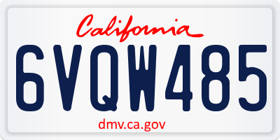 CA license plate 6VQW485