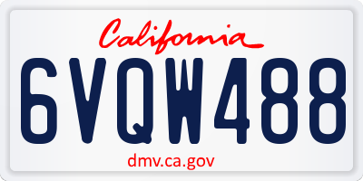 CA license plate 6VQW488