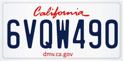 CA license plate 6VQW490