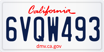 CA license plate 6VQW493