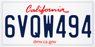 CA license plate 6VQW494