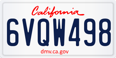 CA license plate 6VQW498