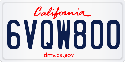 CA license plate 6VQW800
