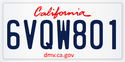 CA license plate 6VQW801