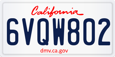 CA license plate 6VQW802