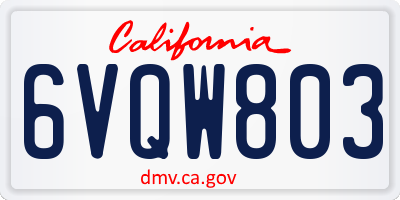 CA license plate 6VQW803