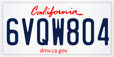 CA license plate 6VQW804