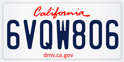 CA license plate 6VQW806