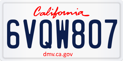CA license plate 6VQW807