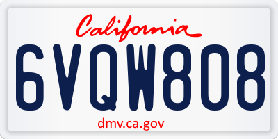 CA license plate 6VQW808