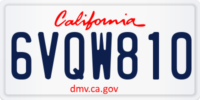 CA license plate 6VQW810