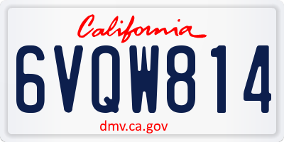 CA license plate 6VQW814