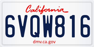 CA license plate 6VQW816