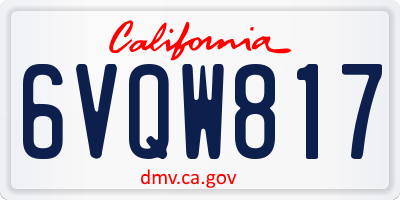 CA license plate 6VQW817