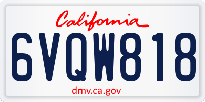CA license plate 6VQW818