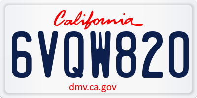 CA license plate 6VQW820