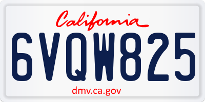 CA license plate 6VQW825