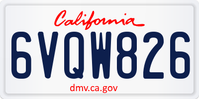 CA license plate 6VQW826