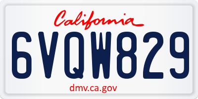 CA license plate 6VQW829