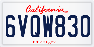 CA license plate 6VQW830