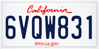 CA license plate 6VQW831