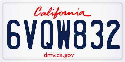 CA license plate 6VQW832