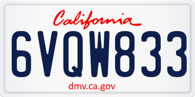 CA license plate 6VQW833