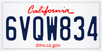 CA license plate 6VQW834