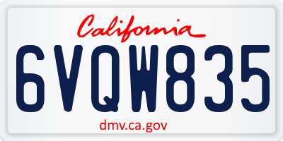 CA license plate 6VQW835