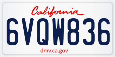 CA license plate 6VQW836