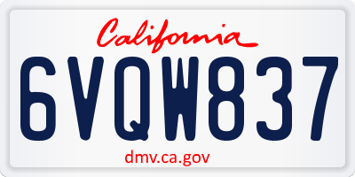 CA license plate 6VQW837