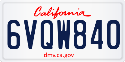 CA license plate 6VQW840