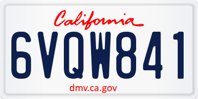 CA license plate 6VQW841
