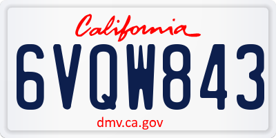 CA license plate 6VQW843